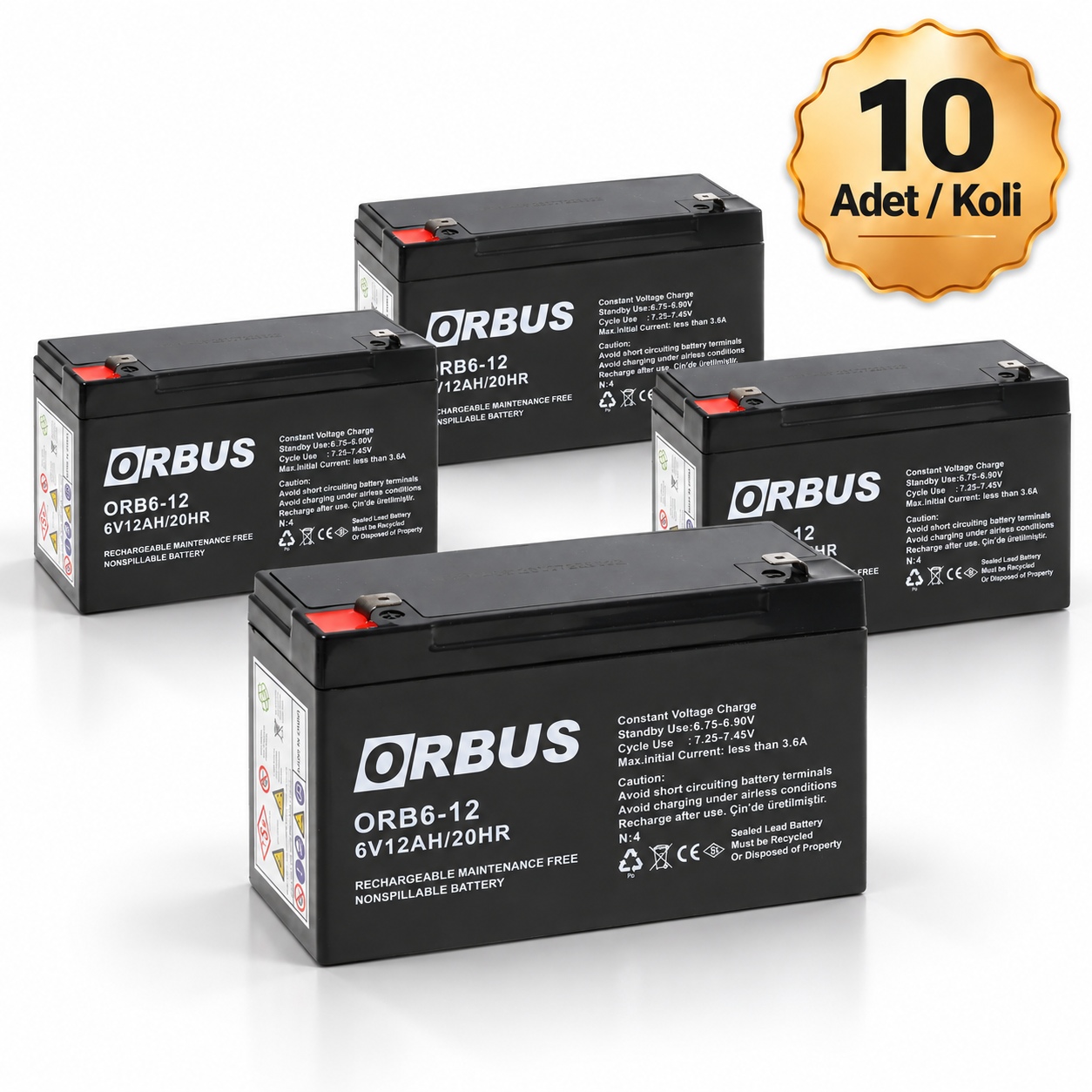 ORBUS / 6V 12 AH Kuru Akü 10 ADET