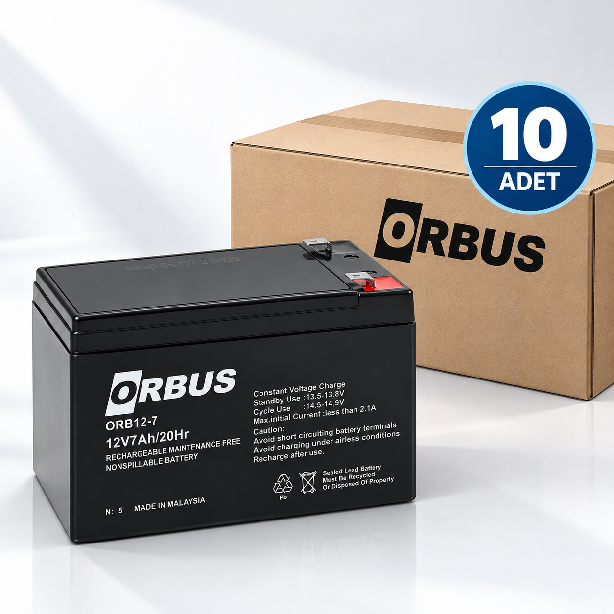 ORBUS / 12V 7 Ah Kuru Akü 10 ADET