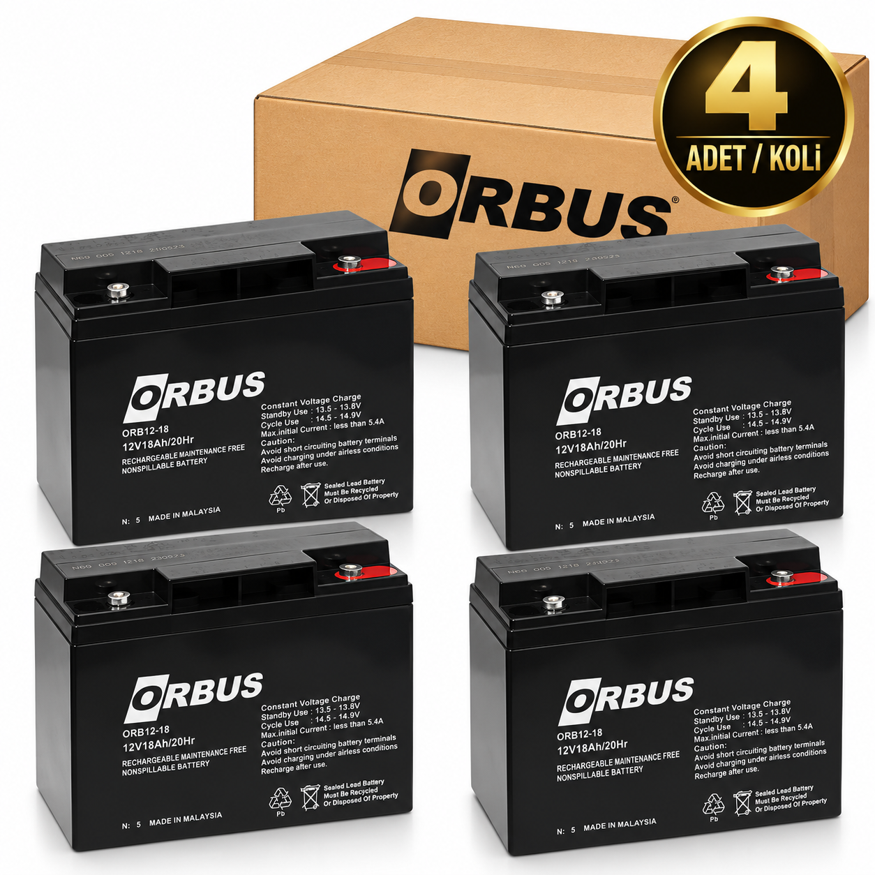 ORBUS 12V 18 Ah Kuru Tip Akü  10 ADET